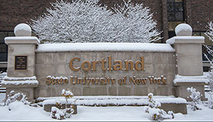 Cortland sign in front of Miller Building